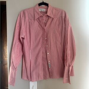 Nordstrom Red White Stripe Button Down | Parisian Preppy Tailored Cotton 8
